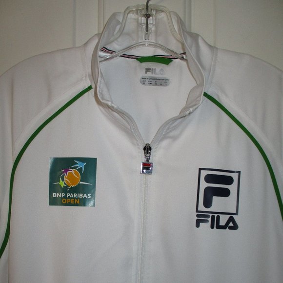 FILA Mens L/S BNP Paribas Open Full Zip White Tennis Windbreaker NWOT - Size 3XL - Picture 2 of 3